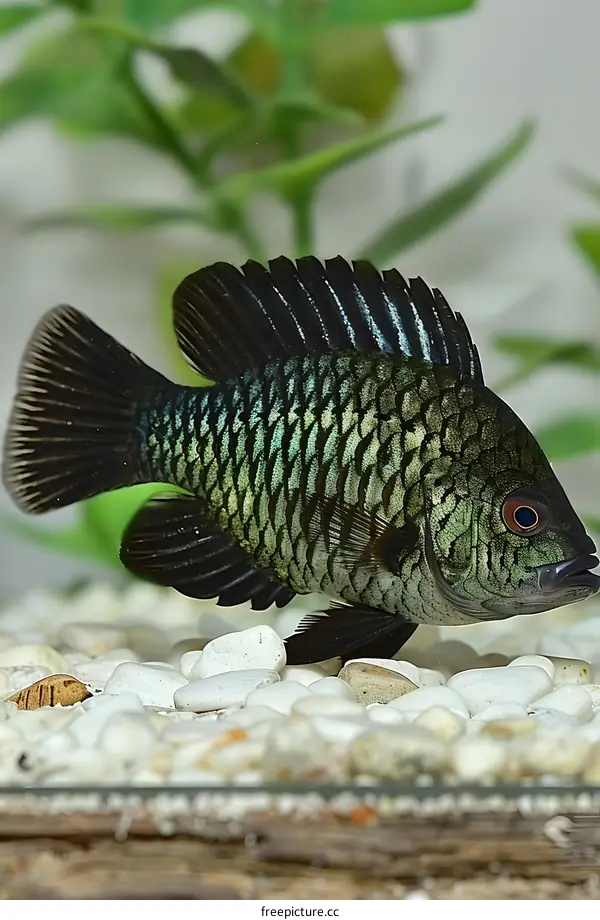 Green Terror Cichlid Fish in Aquarium