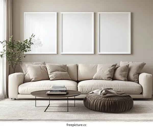 Modern Minimalist Living Room Interior Mockup