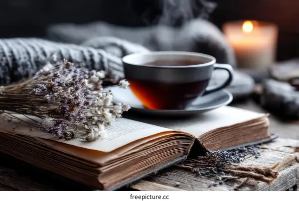 Cozy Autumnal Reading Nook with Tea