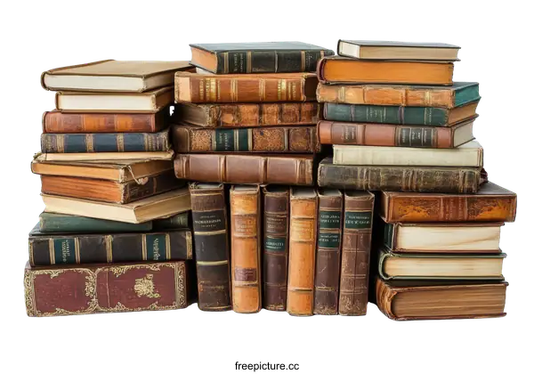 [Transparent Background PNG]Vintage Books Stacked High