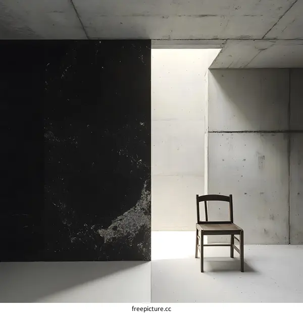 Minimalist Concrete Interior with Single Chair
