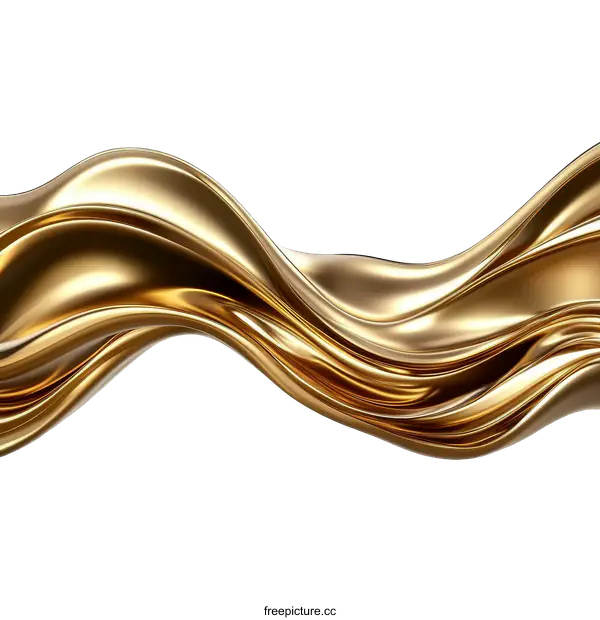 [Transparent Background PNG]Abstract Gold Liquid Flowing Design