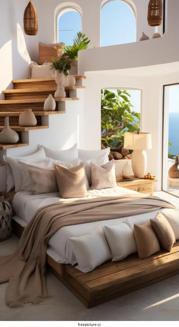Modern Coastal Home Bedroom with Serene Natural Hues and Textures