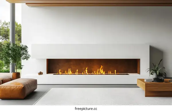 Modern Minimalist Living Room with Fireplace