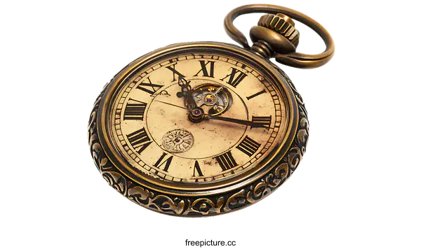 [Transparent Background PNG]Antique Pocket Watch Close-up