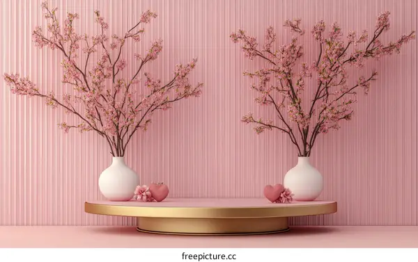 Pink Cherry Blossom Display Stage Design