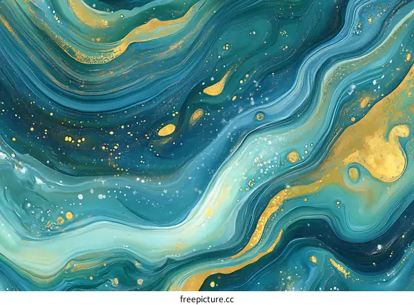 Abstract Blue and Gold Swirling Marble Texture