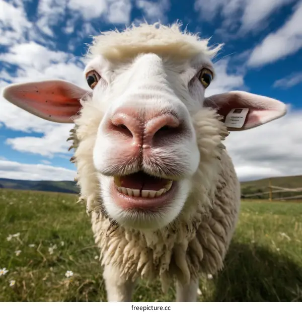 Close-up of a smiling sheep
