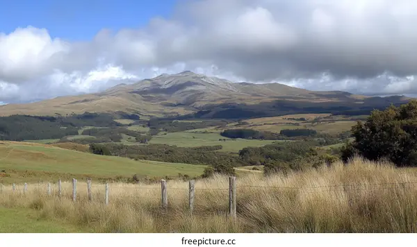 Panoramic Mountain View Over Rolling Hills and Forests