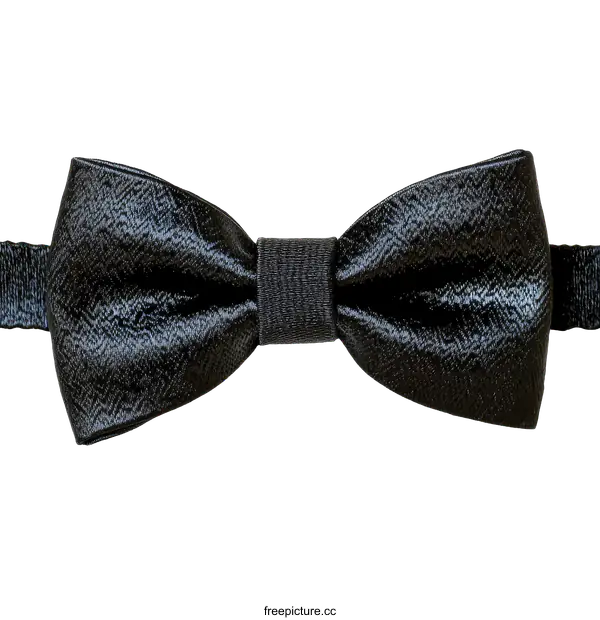 [Transparent Background PNG]Elegant Black Bow Tie with Satin Texture