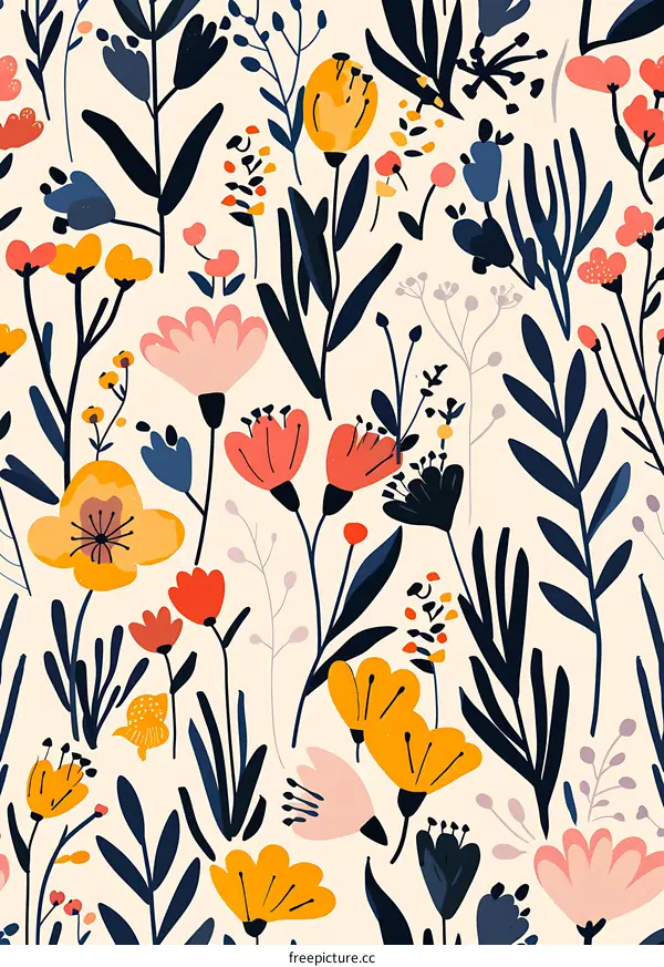 Colorful Floral Pattern Seamless Design