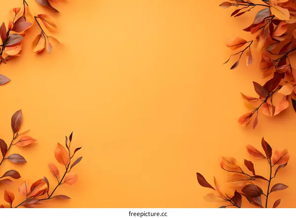 Autumn Leaves Background With Orange Color