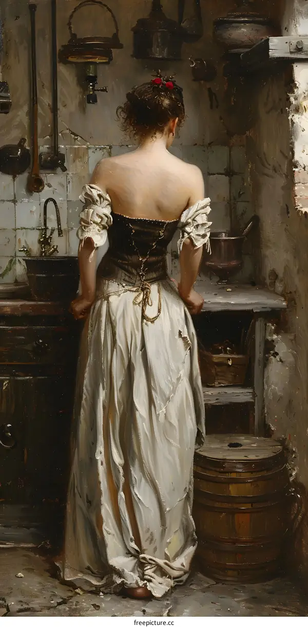 Woman in a Kitchen in the 19th Century