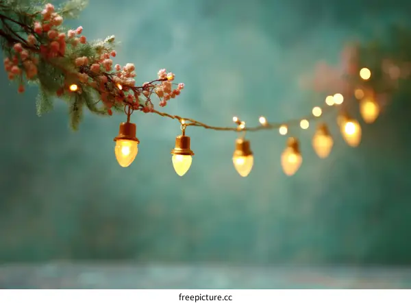 Warm Christmas Lights Garland Decor Background