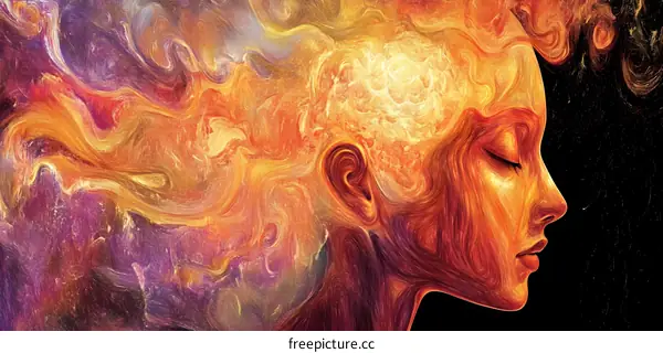 Abstract Portrait of a Woman in Flames