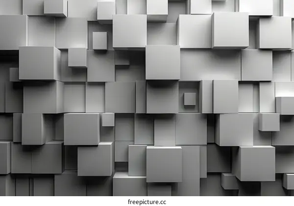 grayscale 3d cubes background