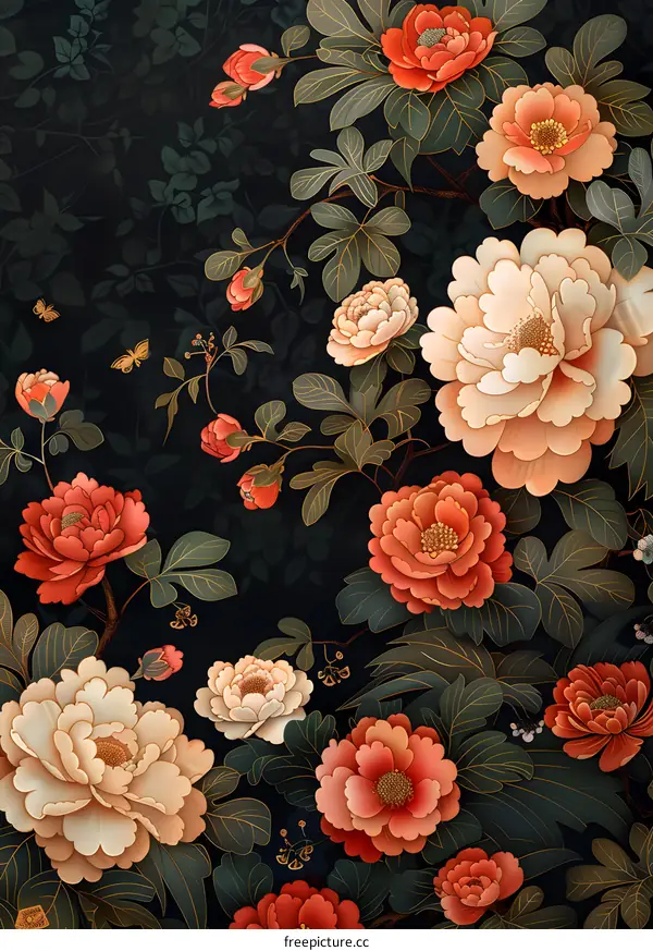 Chinese style peony pattern