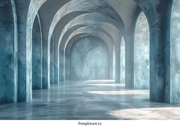 Elegant Empty Stone Archway Hallway