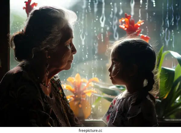 Grandmother and Granddaughter by the Window