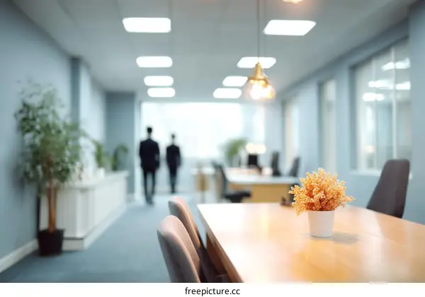 Modern Office Interior with Blurred People