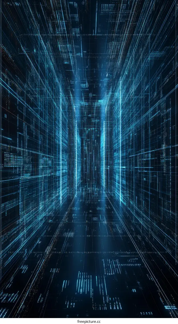 Digital Cityscape of the Future  Abstract Technology Tunnel