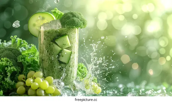 Refreshing Cucumber Broccoli and Grape Smoothie
