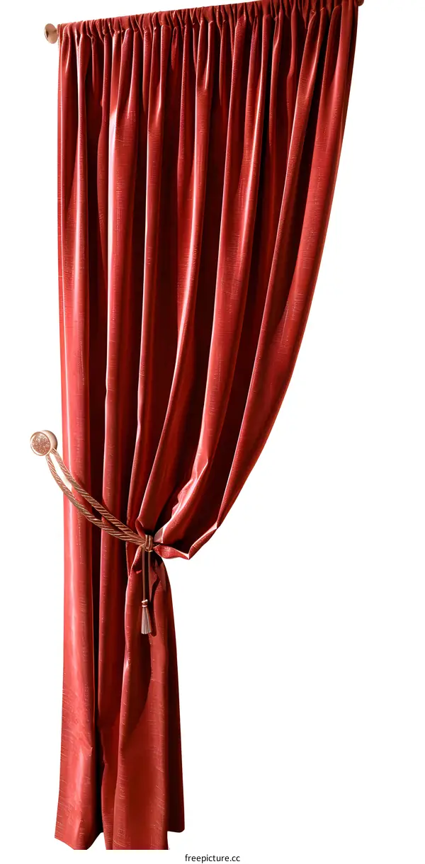 Red Curtain with Tassel Tie Back