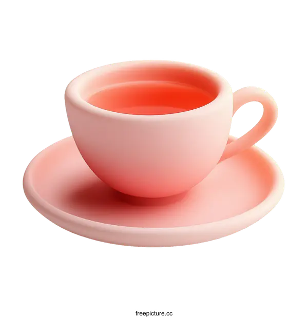 [Transparent Background PNG]Pink Teacup and Saucer Illustration