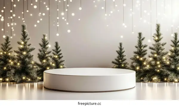 Christmas Display Podium with Decorative Trees