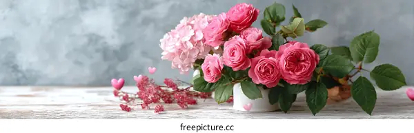 Beautiful Pink Roses and Hydrangeas Arrangement