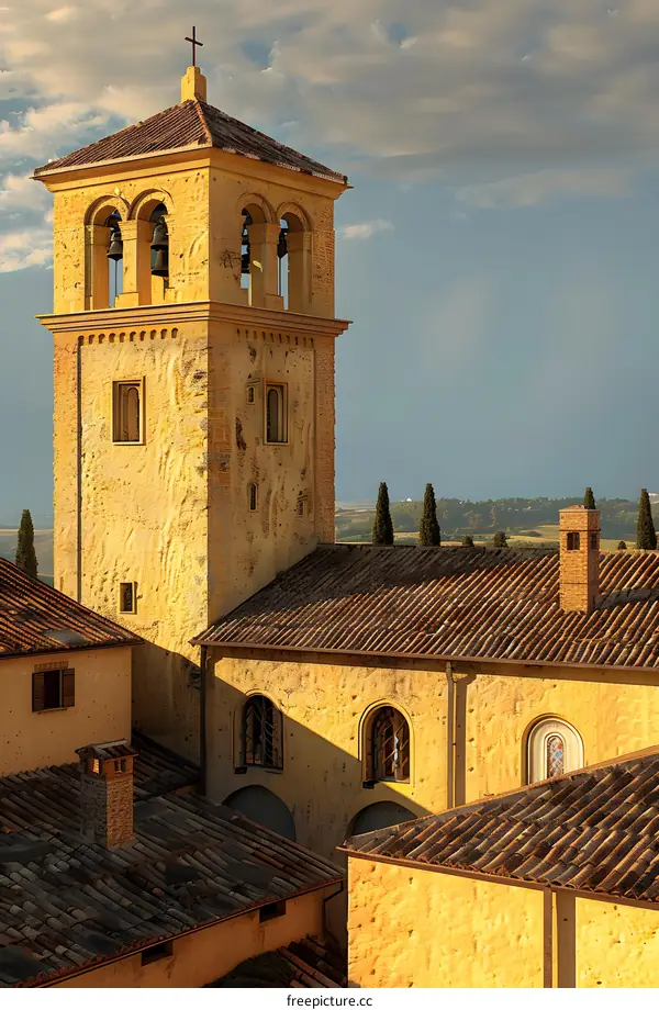 Bell Tower of an Old Church in Italy