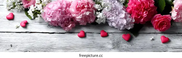 Beautiful Flowers Arrangement on Wooden Background