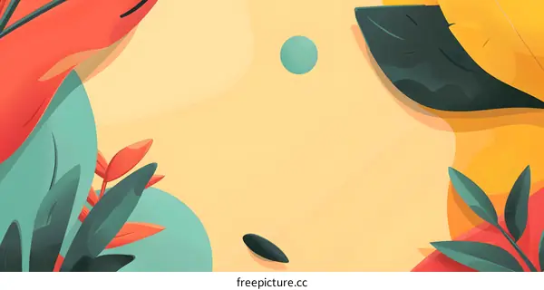 Abstract Tropical Leaves Background Illustration