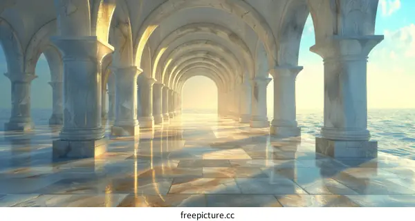 Ancient Marble Colonnade by the Sea