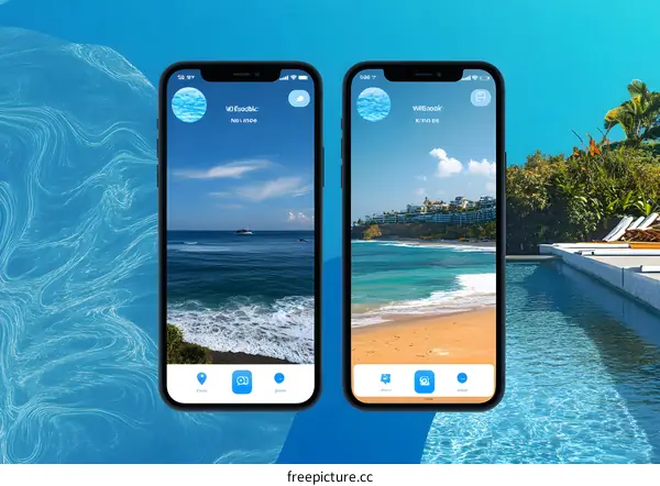 Mobile Application Interface with Ocean Beach View