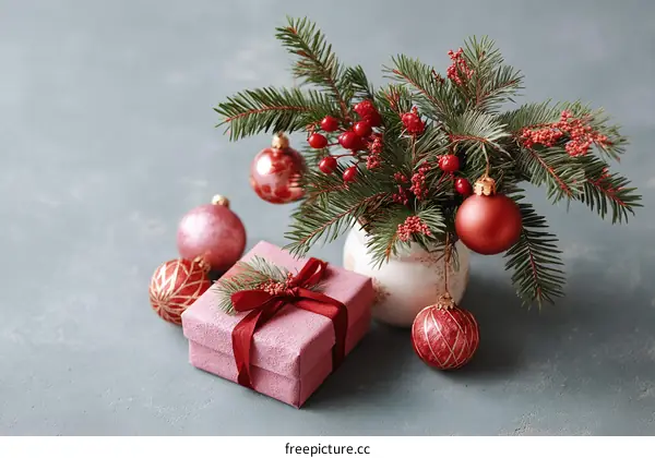 Christmas Decoration with Gifts and Ornaments