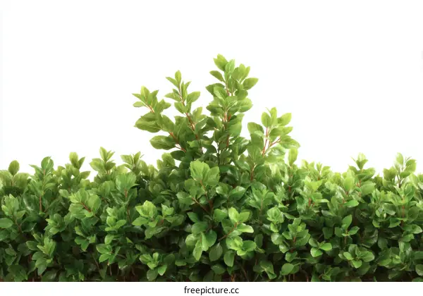 Fresh Green Bush Border on White Background