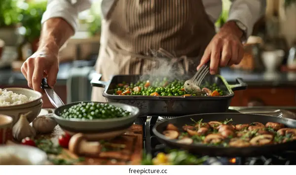 Man cooking a meal in the kitchen
