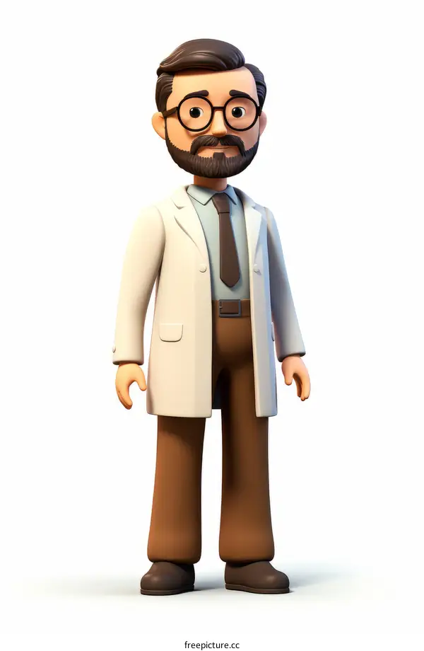 3D Rendering of a Scientist or Doctor Wearing a Lab Coat