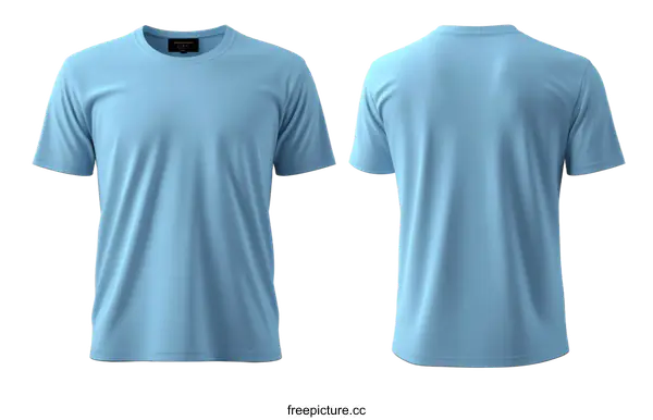[Transparent Background PNG]Blank Light Blue T-Shirt Mockup