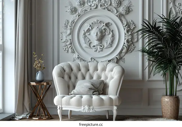 White Leather Sofa in Luxurious Living Room