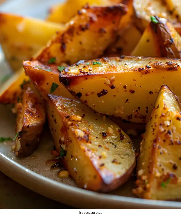 Garlic Herb Roasted Potato Wedges Recipe