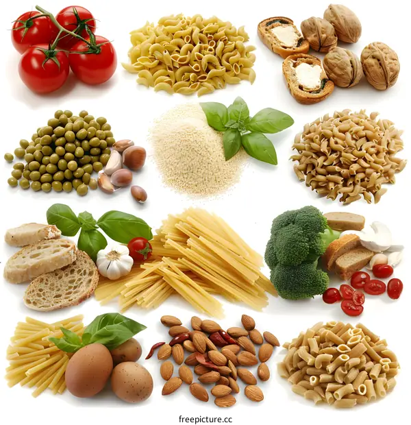 Various Food Items Isolated On White Background