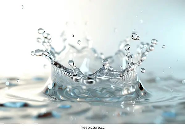 Water splash with droplets