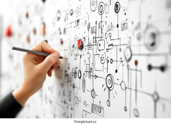 Hand Drawing on a Whiteboard with Design Ideas