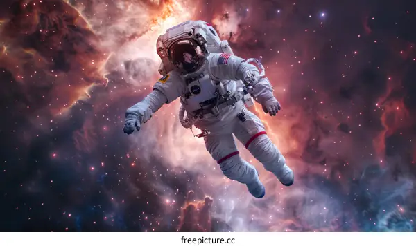 Astronaut Spacewalk Amidst Stars and Nebula