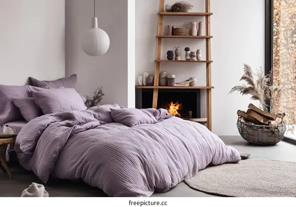 Lavender Bedding in a Cozy Bedroom