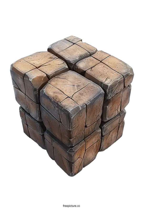 [Transparent Background PNG]Stone Cube Blocks Structure