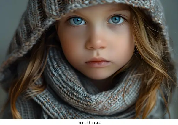 portrait of a beautiful little girl with blue eyes