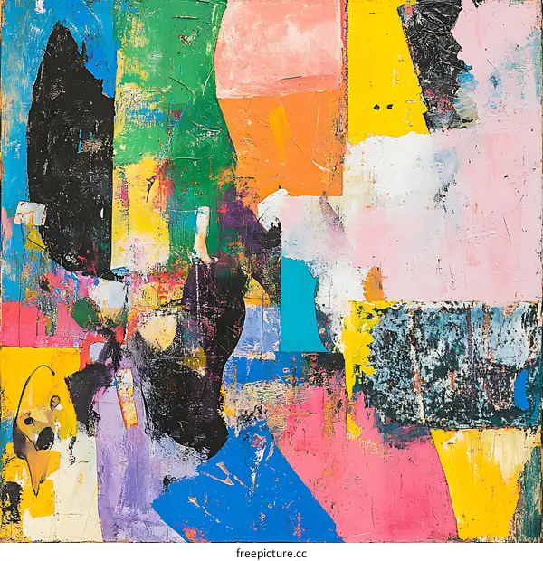 Abstract Painting with Multicolored Shapes